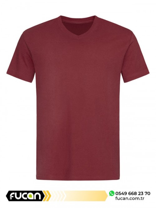 BORDO V YAKA T SHIRT