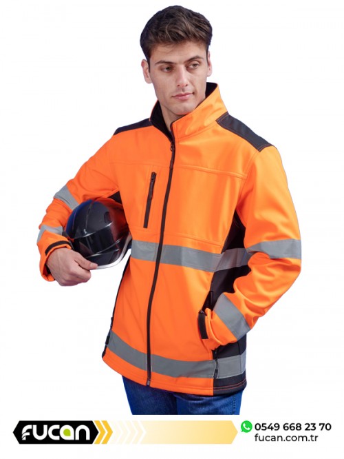 TURUNCU REFLEKTİF SOFTSHELL MONT