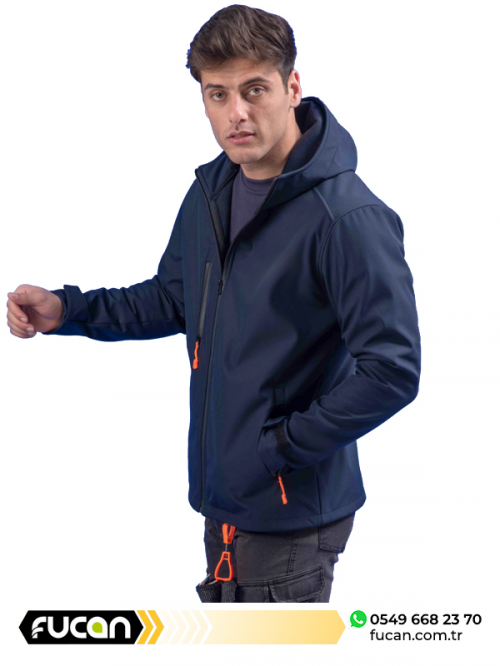 KAPŞONLU LACİVERT SOFTSHELL