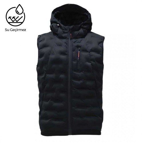 VIZWELL SU GEÇİRMEZ TÜNEL DOLGULU SİYAH İŞ YELEĞİ