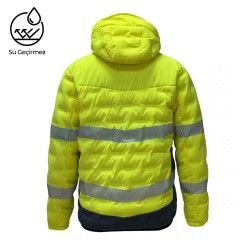 VIZWELL NEON SARI YÜKSEK GÖRÜNÜRLÜKLÜ TÜNEL DOLGULU SOĞUĞA DAYANIKLI İŞ MONTU 2